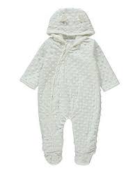 Hangs conveniently—great for limited storage space. Hooded Bobble Pramsuit Baby George At Asda Pram Suit Unisex Baby Clothes Unisex Baby