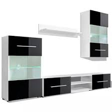 Was sind wohnwände (auch schrankwand oder anbauwand genannt)? Vidaxl Funfteilige Wohnwand Tv Schrank Mit Led Beleuchtung Schwarz Vidaxl De
