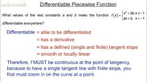 Vertical tangent (undefined slope) so, armed with this knowledge, let's use the graph below to determine what numbers at which f(x) is not differentiable and why. Make A Piecewise Function Differentiable Youtube