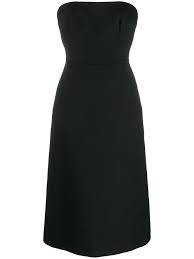 Prada Strapless Midi Tailored Dress Farfetch Tailored Dress Dresses Midi Dress