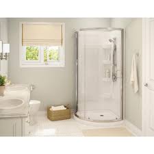 Maax Cyrene 34 In X 76 In Off Center Corner Shower Kit W Semi Frameless Clear Sliding Door Base And Wall Kit In White Chrome 300001 000 001 102 In 2020 Corner Shower Kits Corner Shower Units Corner Shower Stalls