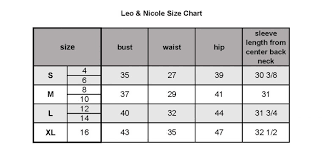 Size Chart Leo Nicole