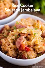 Made In A Rice Cooker This Spicy Jambalaya Is Easy To Make And Tastes Amazing Jambalaya Recipe Sausage Jambalaya Rice Cooker Recipes