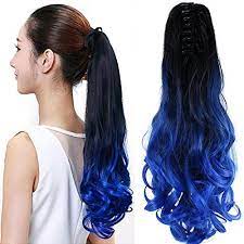 Neverland Beauty 22 Claw On Ombre Two Tone Synthetic Curly Wavy Ponytail Hair Extensions Natural Blac Hair Pieces Long Hair Extensions Clip In Hair Extensions
