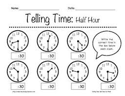 Telling Time Half Hour Worksheets 1st 3rd Grade Time To The Hour Time Worksheets Telling Time
