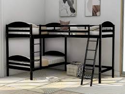 Comprised of two separate beds also ensures that you enjoy the ultimate flexibility of having independent beds to move and adapt as you need. Buy Twin Over Twin Bunk Bed For Kids Wood L Shaped Corner Bunk Bed Frame 3 Bed Bunk Loft Bed With Full Length Guardrails And Flat Ladder 3 Bed Bunk Espresso Online In Turkey