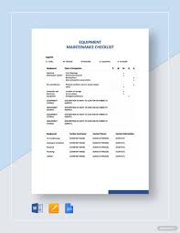 Equipment Maintenance Checklist Template Word Doc Google Docs Apple Mac Pages In 2020 Maintenance Checklist Checklist Template Checklist