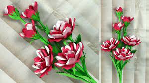 Easy Rose Flower Stick White Paper Beautiful Rose Stick Flower Diy Simple Rose Diy Flowers Beautiful Roses