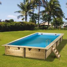 Piscine Bois 6x3 H1 40m Linea Coloris Du Liner Bleu