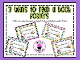 3 Ways To Read A Book Anchor Chart Worksheets Teaching