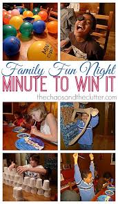 Simple, uncomplicated, quick game ideas for children's fetes or holiday camp. Family Fun Night Minute To Win It