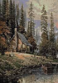 Kids can use graph paper to design their own patterns or they can check out one of the free beginner cross stitch patterns on my website. Forest House Cross Stitch Pattern In Pdf Dmc Cross Stitch Landscape Cross Stitch House Cross Stitch Tree