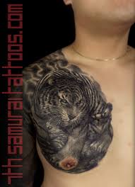 Armband tiger eyes tattoos are very popular because they are easy to show off and you can easily get them without much difficulty. Tiger With Lightning Men S Asian Chest Tattoo Kai 7th Samurai 7th Samurai Tattoos