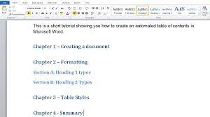 How To Make Automated Table Of Contents In Microsoft Word Within Contents Page Word Template Cumed Org Contents Page Word Word Template Invoice Template Word