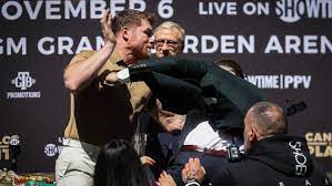 Canelo Alvarez And Caleb Plant Swing For One Another In Press Conference Scuffle Boxing News