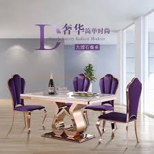What is the cheapest option available within dining room sets? China Dining Table Set 6 Seater Glass Top Purple Chair Luxury Stainless Steel Dining Chair China Metal Restaurant Chairs White Dining Chairs