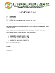 Payroll deduction changes and state income tax form changes; Memo On Payroll Cut Off Payroll Employee Relations