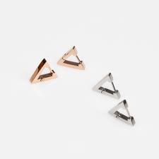 Triangle Hoop Earringsgeometric Ear Hoop Earrings Triangle Etsy Huggies Earrings Surgical Steel Stud Earrings Square Earrings Studs