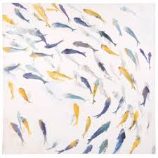 Toile Poissons Bleus 70x70 Sur Maisons Du Monde Piochez Parmi Nos Meubles Et Objets Deco Et Faites Le Plein D I Banc De Poissons Motifs Peints Poisson Colore