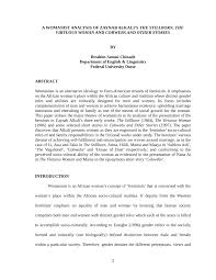 Pdf A Womanist Analysis Of Zaynab Alkali S The Stillborn The Virtuous Woman And Cobwebs And Other Stories