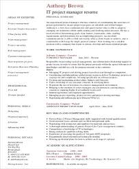 Develop your own resume using the framework of this project manager resume sample. Free 9 Sample It Project Manager Resume Templates In Ms Word Pdf