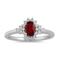 14k yellow gold / lab ruby / diamond / red garnet. Oval Ruby And Diamond Ring In 14k White Gold Shane Co