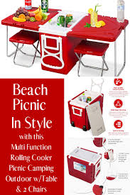 Stay Cool And Cozy With This Great Multi Function Rolling Cooler And Picnic Table Click To Order Yours Today Rolling Cooler Picnic Cooler