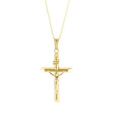 Crucifix Cross Pendant In 14k Yellow Gold Yellow Gold Cross Necklace Gold Cross And Chain Gold Cross Necklace