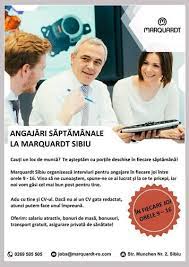 Rezultate pentru ▷ locuri de munca ▷ în sibiu ; La Marquardt Sibiu Se Fac AngajÄƒri In Fiecare Joi De La Ora 9 La Ora 16