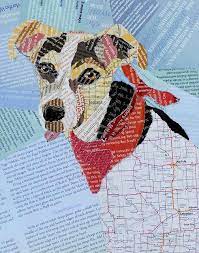 Biskit Paper Collage Art Animal Portraits Art Magazine Collage