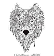 Wolves coloring pages for adults. Wolf Line Art Zendoodle Stylize Of Dire Wolf Design For Tattoo Bag Mug Pillow Cover T Shirt And Adult Coloring Book Page Canstock