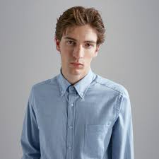 Light Blue Flannel Cotton Button-Down Shirt W/ Contrast Trim - Paul & Shark 16.5 / 42