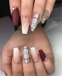Now take a moment to look at our purple nails designs and choose one of your favorite purple nail designs. Stylish Winter Acrylic Coffin Nail Designs To Copy Right Now Winter Nails Winter Acrylic Nails Acrylic Na Burberry Nails Plaid Nails Christmas Nails Acrylic