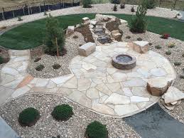 The fire pit walls are made of steel. Flagstone Patio Seat Boulders Water Feature And Fire Pit Windsor Co 2016 Craftsman Landscape Denver By Colorado Vista Landscape Design Inc Houzz