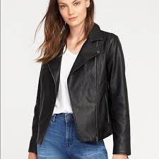 old navy faux black leather jacket size small nwt