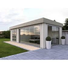 Afbeeldingsresultaat Voor Tuinhuis Beton Vloer Platdak Glazen Schuifpui Gartenhaus Hinterhof Buro Garten Terrasse
