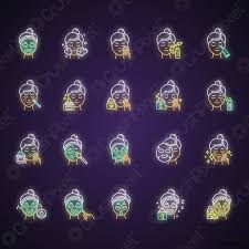 Our proprietary vitamin c complex ampl. Hautpflege Verfahren Neon Licht Symbole Mit Gesichtscreme Flussigkeit Laken Stock Vektorgrafi Crushpixel