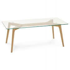 When oak met honed marble. Rectangular Coffee Table Style Scandinavian Henna In Glass And Oak Transparent