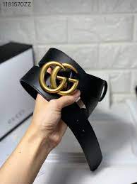 Gucci Unisex Woman Man Plain Leather Belt Black With Gold Double G Buckle Unisex Women Leather Leather Bracelet