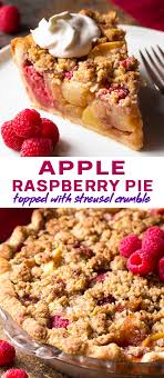 Apple Raspberry Pie With Crumb Topping Just A Little Bit Of Bacon Recipe Raspberry Pie Raspberry Recipes Raspberry Pie Recipe