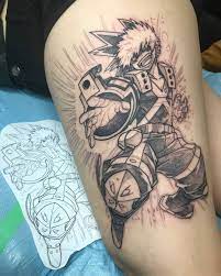 Ness On Instagram The Start Of My Best Blasty Boy On The Side Of My Left Thigh My Best Boy Deserves A Bi Anime Tattoos Bakugou Tattoo Aesthetic Tattoo