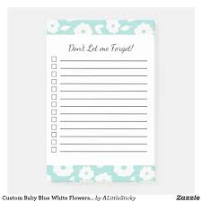 Custom Baby Blue White Flowers Lined To Do List Post It Notes Zazzle Com Post It Notes Custom Baby Note Paper