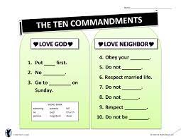 This learning tool is great for homeschool, sunday school, or just as a fun educational game for your kids! Fill In The Blank 10 Commandment Worksheet For 1st And 2nd Grade Catechism Angel Free Resources