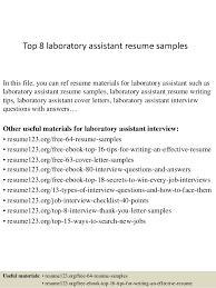Top 8 Laboratory Assistant Resume Samples