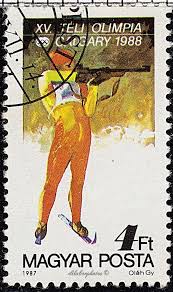 Hungary 1988 Winter Olympics Calgary Biathlon Scott 3096 A838 Issued 1987 Nov 24 4ft Ldb Sellos Postales Sellos Estampilla Postal