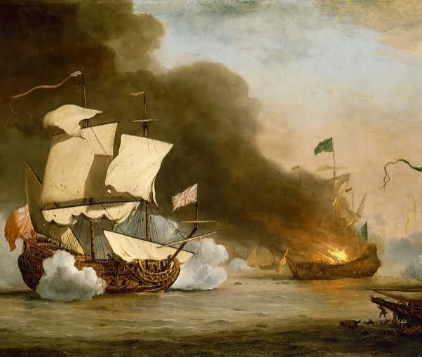 East India Company ship defends against American privateer