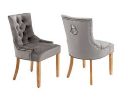 Luxury velvet chrome knocker dining chair oak legs bedroom lounge leisure chair. Grey Velvet Dining Chair With Oak Finish Legs And Chrome Knocker And Chrome Studs Verona Range
