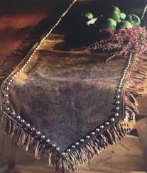 Leather Table Runner Rustic Artistry Ranch House Decor Western Home Decor Cowhide Decor