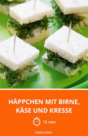 Happchen Mit Birne Kase Und Kresse Rezept Happchen Fingerfood Rezepte Rezepte