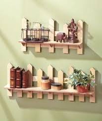 Set Of Two Wooden Fence Shelves Natural Traditional Picket Fence Wall Decor Cercas De Paletes Artesanato Em Madeira Decoracao De Parede Rustica